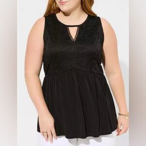 Mini Crew Neck Keyhole Babydoll Tank by TORRID - Size 2X
